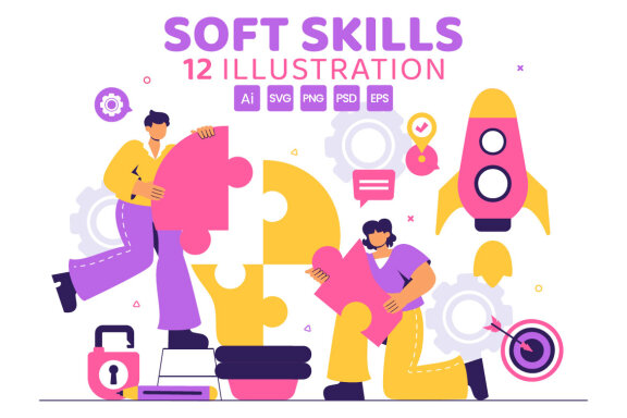 12 Workplace Soft Skills Illustration