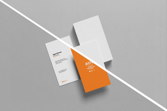 Top View Portrait Business Card Mockup