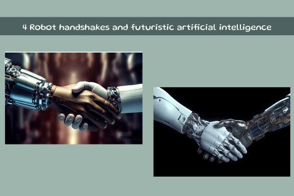 Robot handshakes and futuristic artificial intelligence