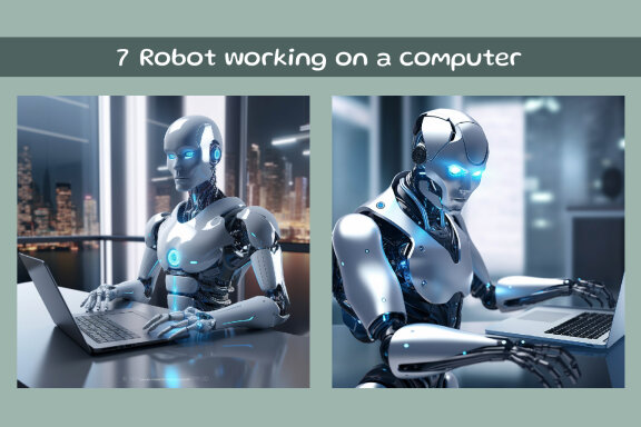 Robot working on a computer