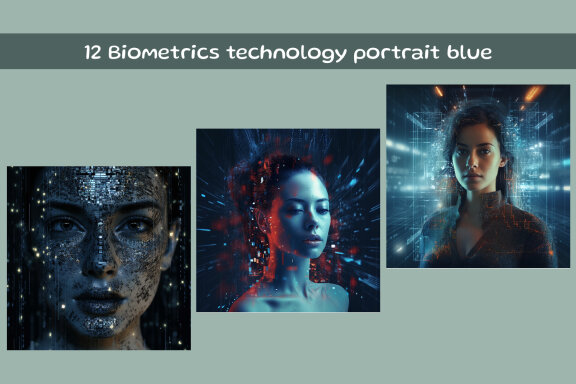 Biometrics technology portrait blue