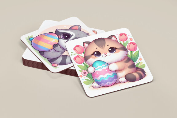 Cute Easter Animals Coaster Designs