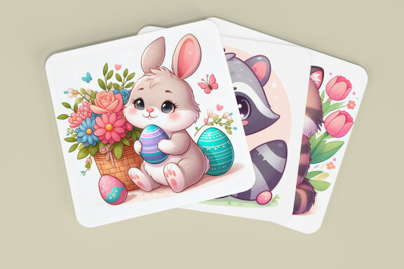 Cute Easter Animals Coaster Designs