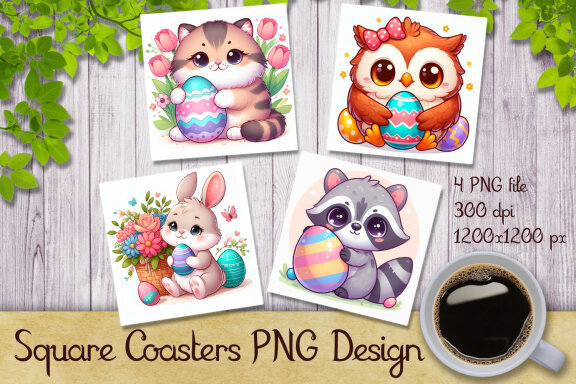 Cute Easter Animals Coaster Designs