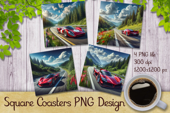Red Racing Cars Coaster Designs