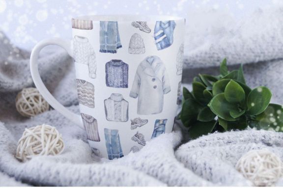 Trendy watercolor winter and autumn clothes set