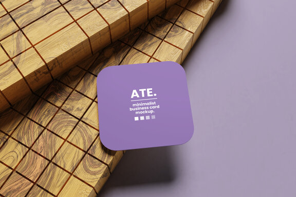 Close-up Square Business Card Mockup