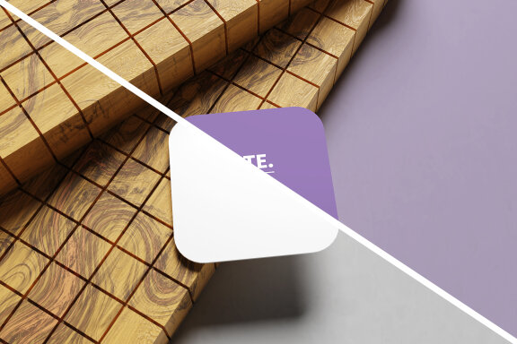 Close-up Square Business Card Mockup
