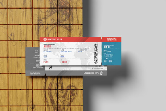Top View Plane Ticket Mockup