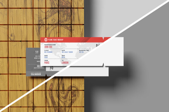 Top View Plane Ticket Mockup