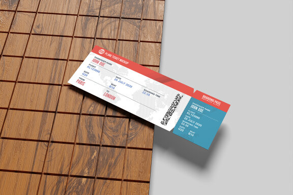 Clean Plane Ticket Mockup