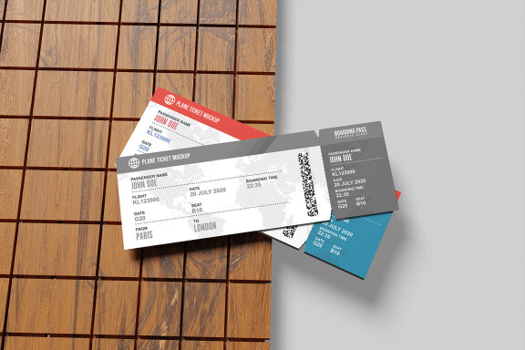 Multi Plane Ticket Mockup