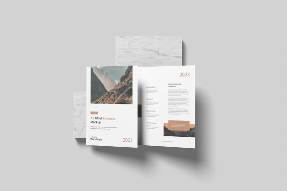 Top View A5 Trifold Brochure Mockup