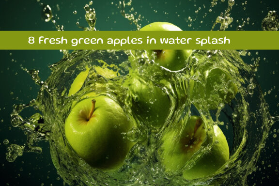 Fresh green apples in water splash