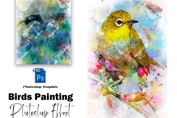 Birds Painting Photoshop Effect