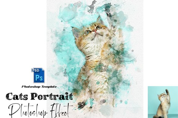 Cats Portrait Photoshop Effect