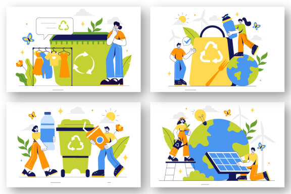 9 Sustainable Living Illustration