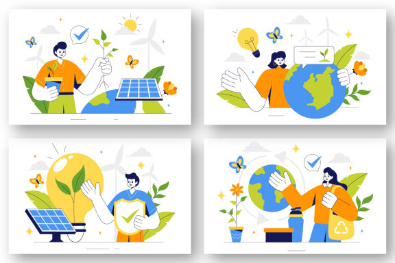 9 Sustainable Living Illustration