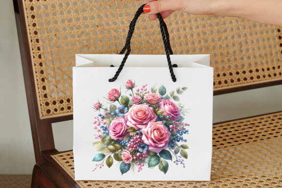 Watercolor Rose Bouquet PNG Clipart