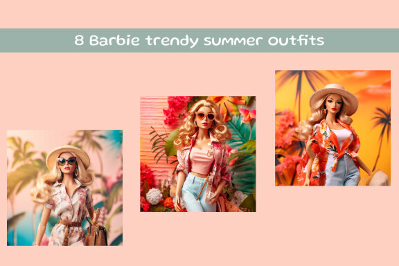 Barbie trendy summer outfits and woman modeling fashion