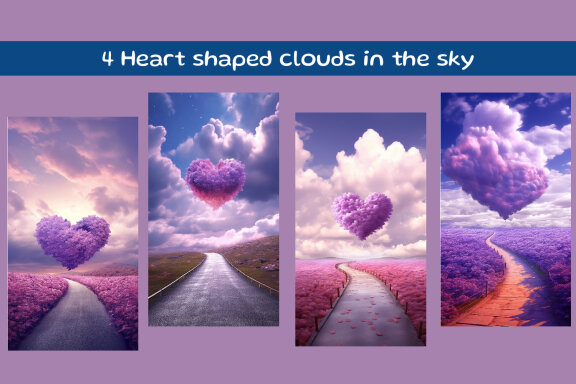 Heart shaped clouds in the sky