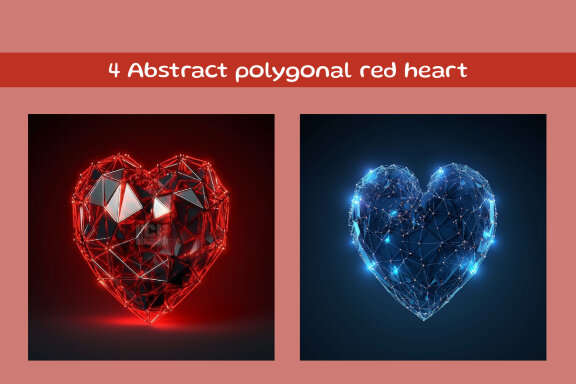 Abstract polygonal red heart