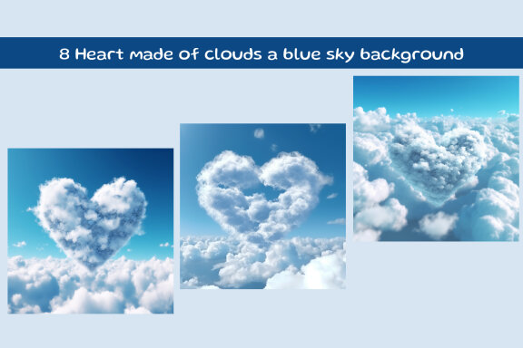 Heart made of clouds a blue sky background