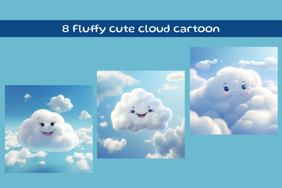Fluffy cute cloud cartoon
