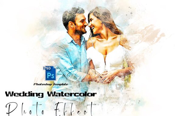 Wedding Watercolor  Photo Template