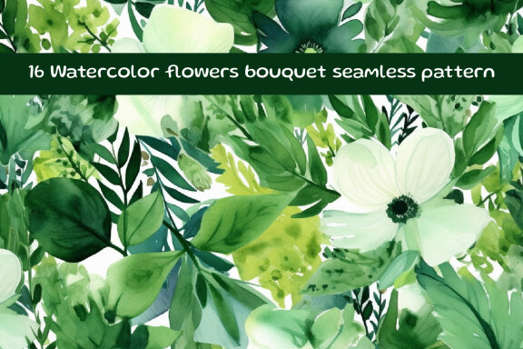  Watercolor flowers bouquet seamless pattern