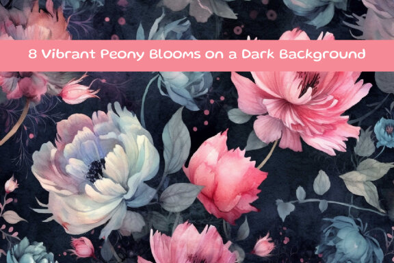 Vibrant Peony Blooms on a Dark Background