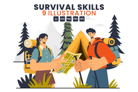 9 Survival Skills Camping Illustration