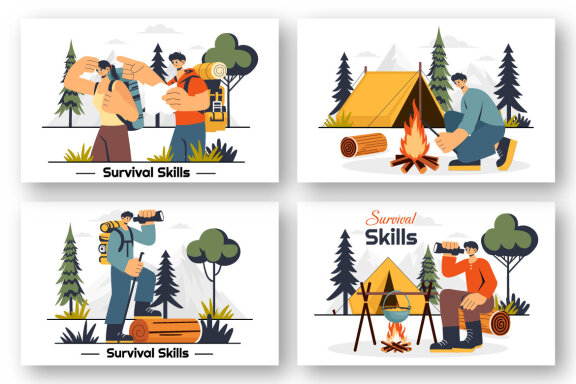 9 Survival Skills Camping Illustration
