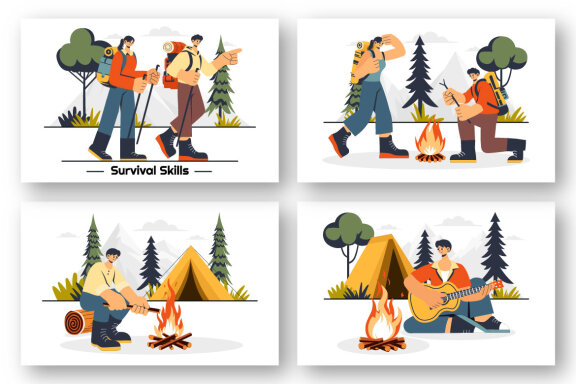 9 Survival Skills Camping Illustration