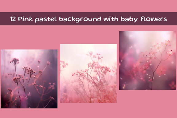 Pink pastel background with baby flowers