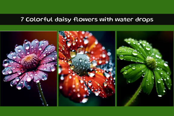 Colorful daisy flowers with water drops
