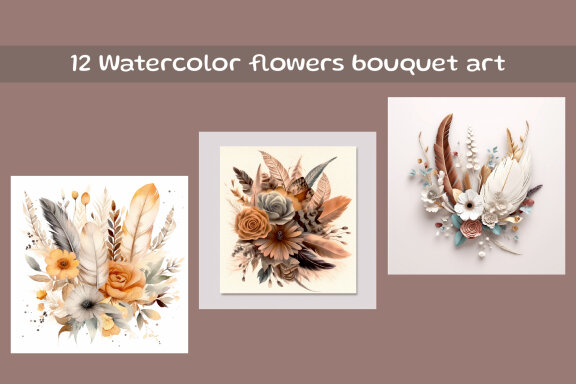 Watercolor flowers bouquet art
