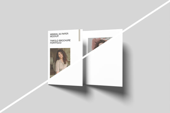 Top View Minimalist A5 Trifold Brochure Mockup