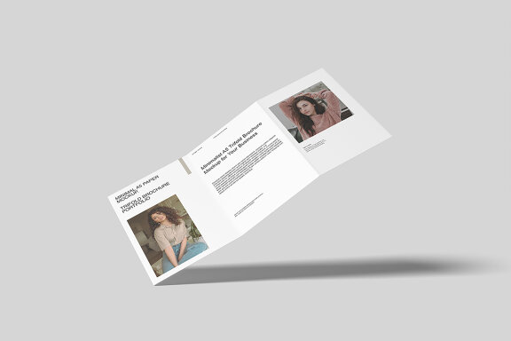 Floating A5 Trifold Brochure Mockup