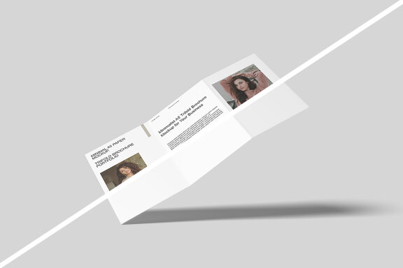 Floating A5 Trifold Brochure Mockup