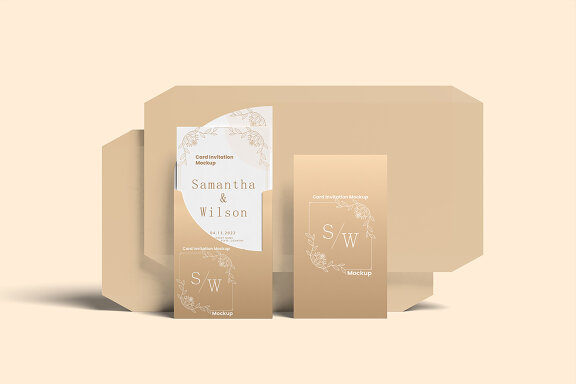 Front View Mini Invitation Card Mockup