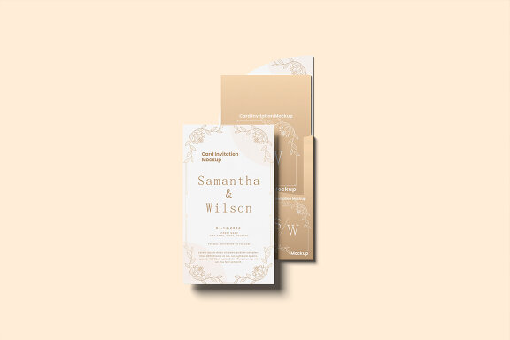 Top View Two Mini Invitation Card Mockup
