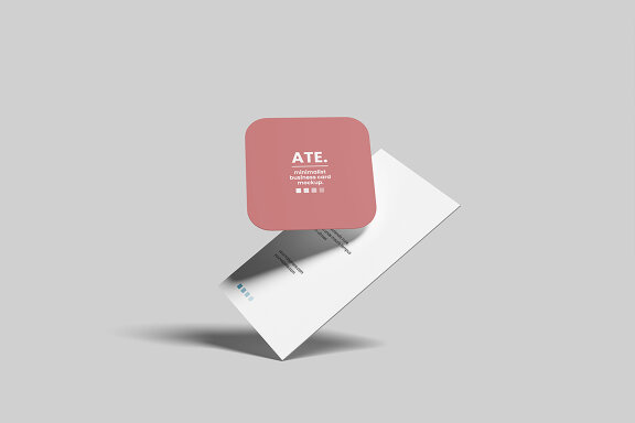 Floating Square and Portrait Business Card Mockup