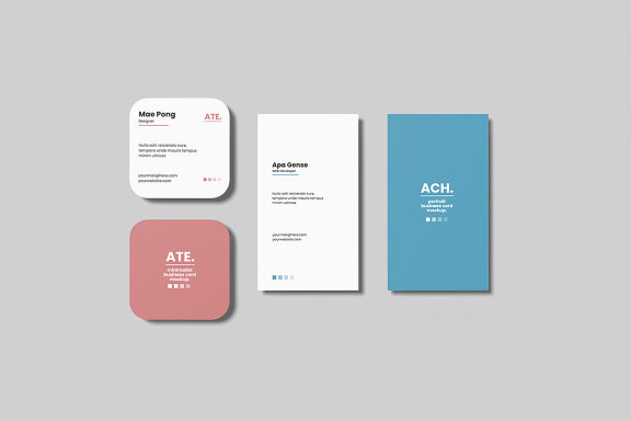 Top View Square and Portrait Business Card Mockup