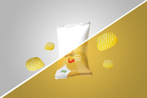 Floating Chips Packaging Mockup