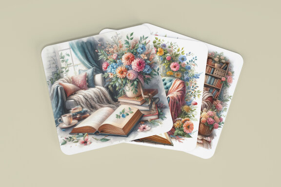 Cozy Reading Watercolor Coaster Designs
