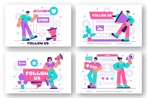 11 Follow Us and Like Illustration