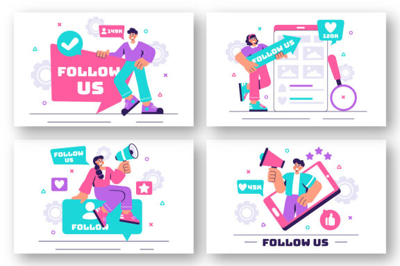 11 Follow Us and Like Illustration