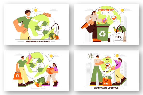 9 Zero Waste Lifestyle Illustration