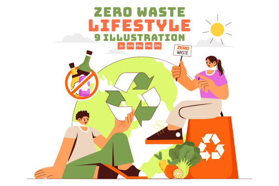 9 Zero Waste Lifestyle Illustration